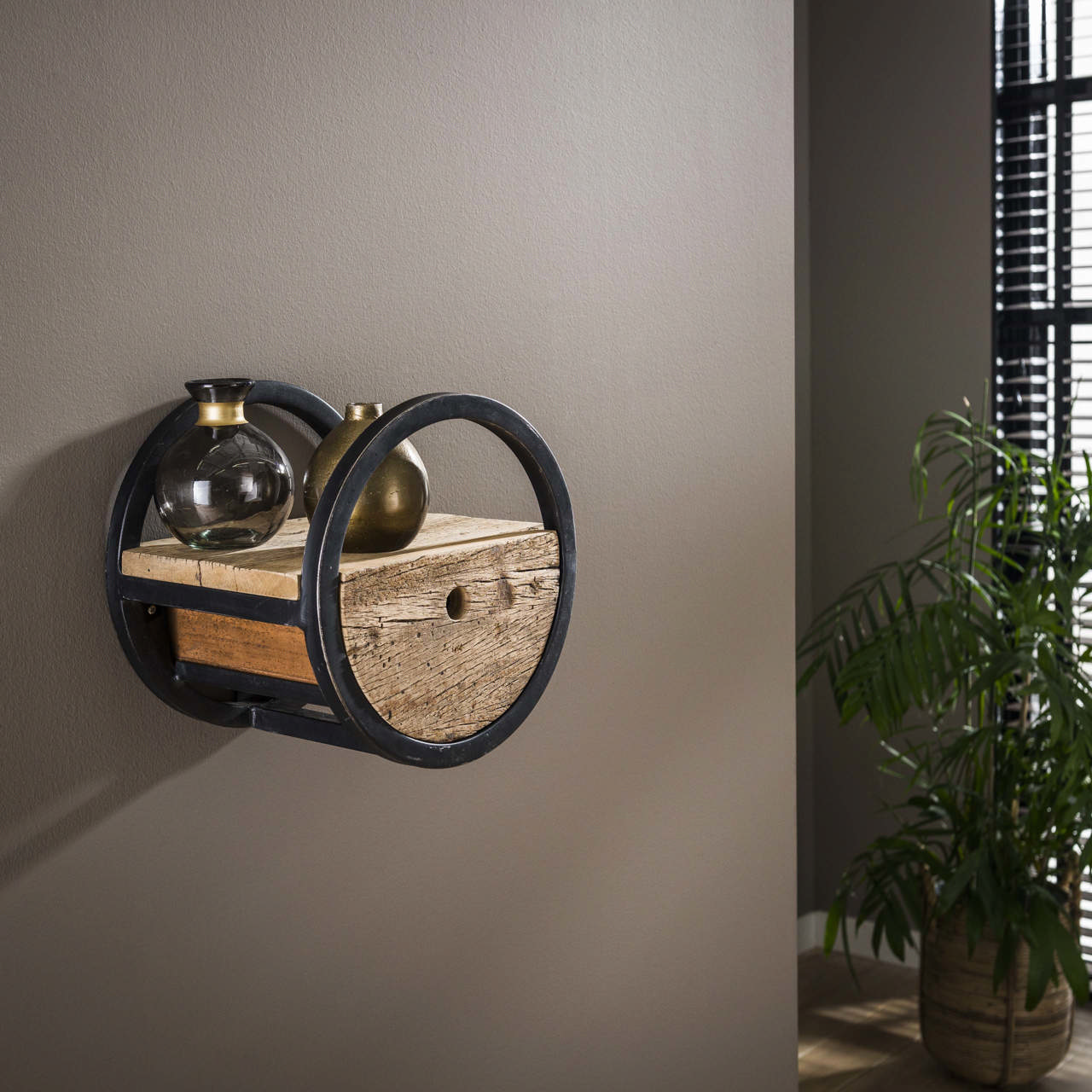 Wandschap circular Ø30 met lade