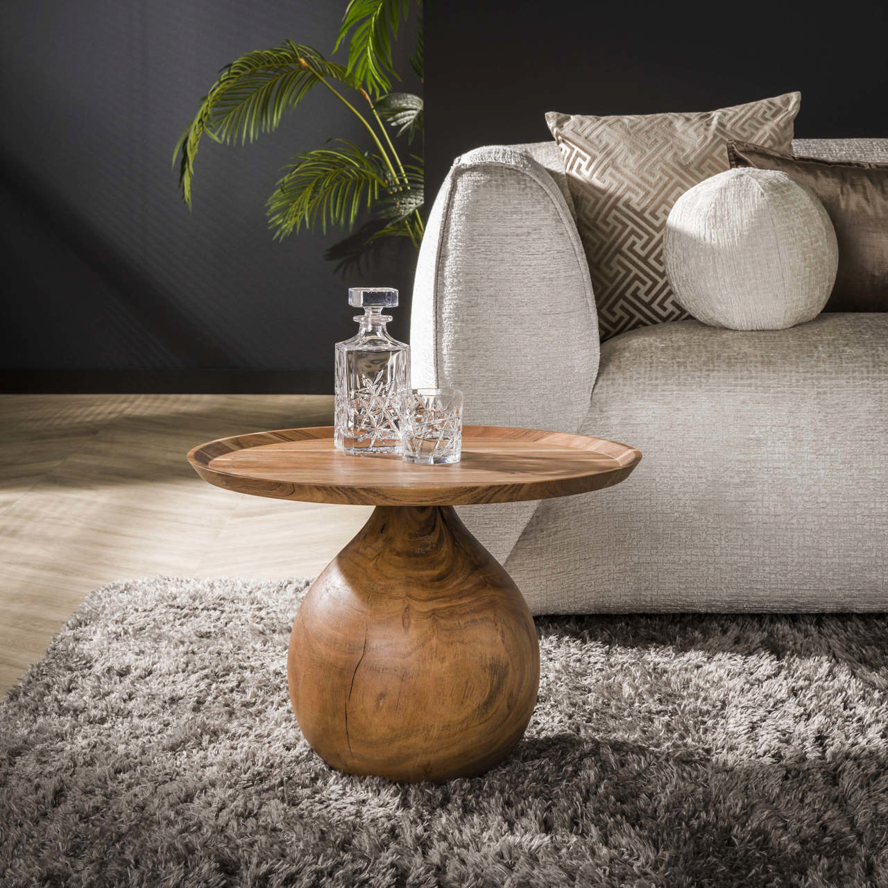 Salontafel massieve voet rond