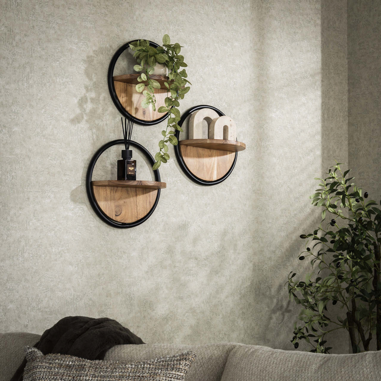 Wandschap round set/3