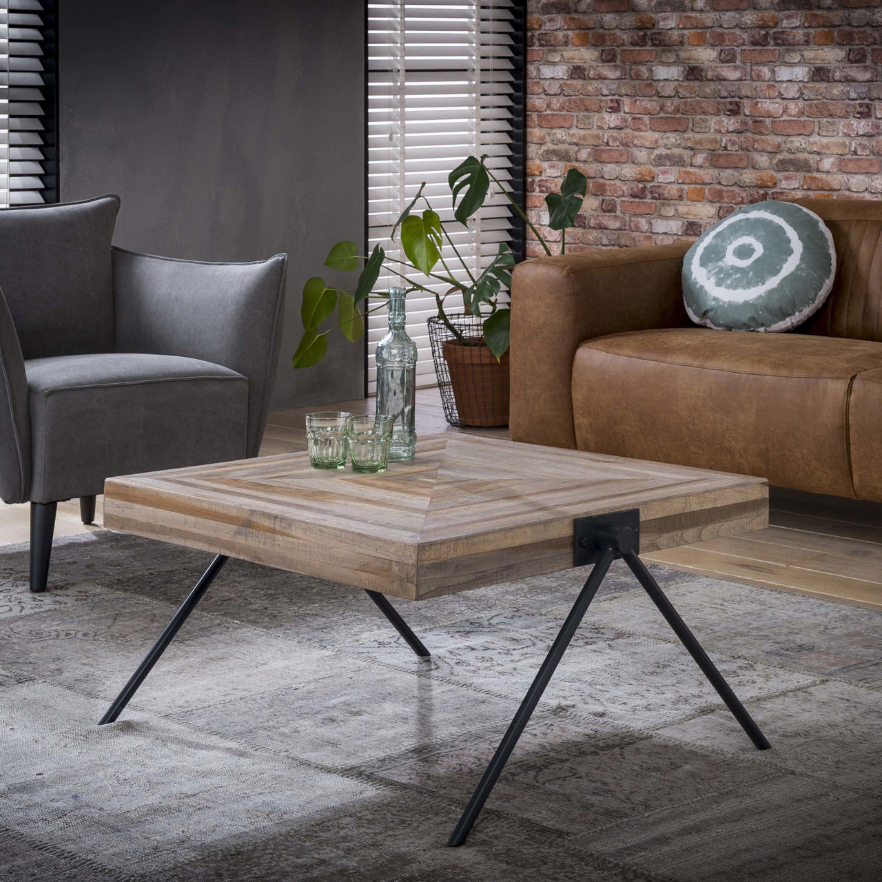 Salontafel Teca balance 80x80