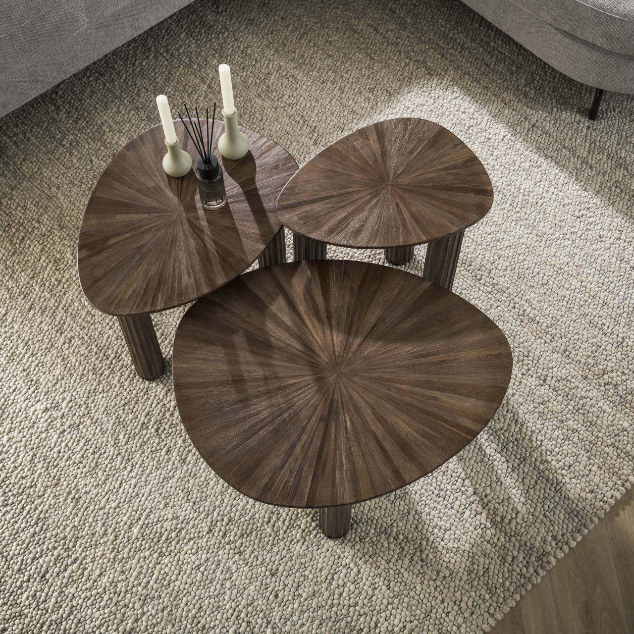 Salontafel set/3 driehoekig Maya teak