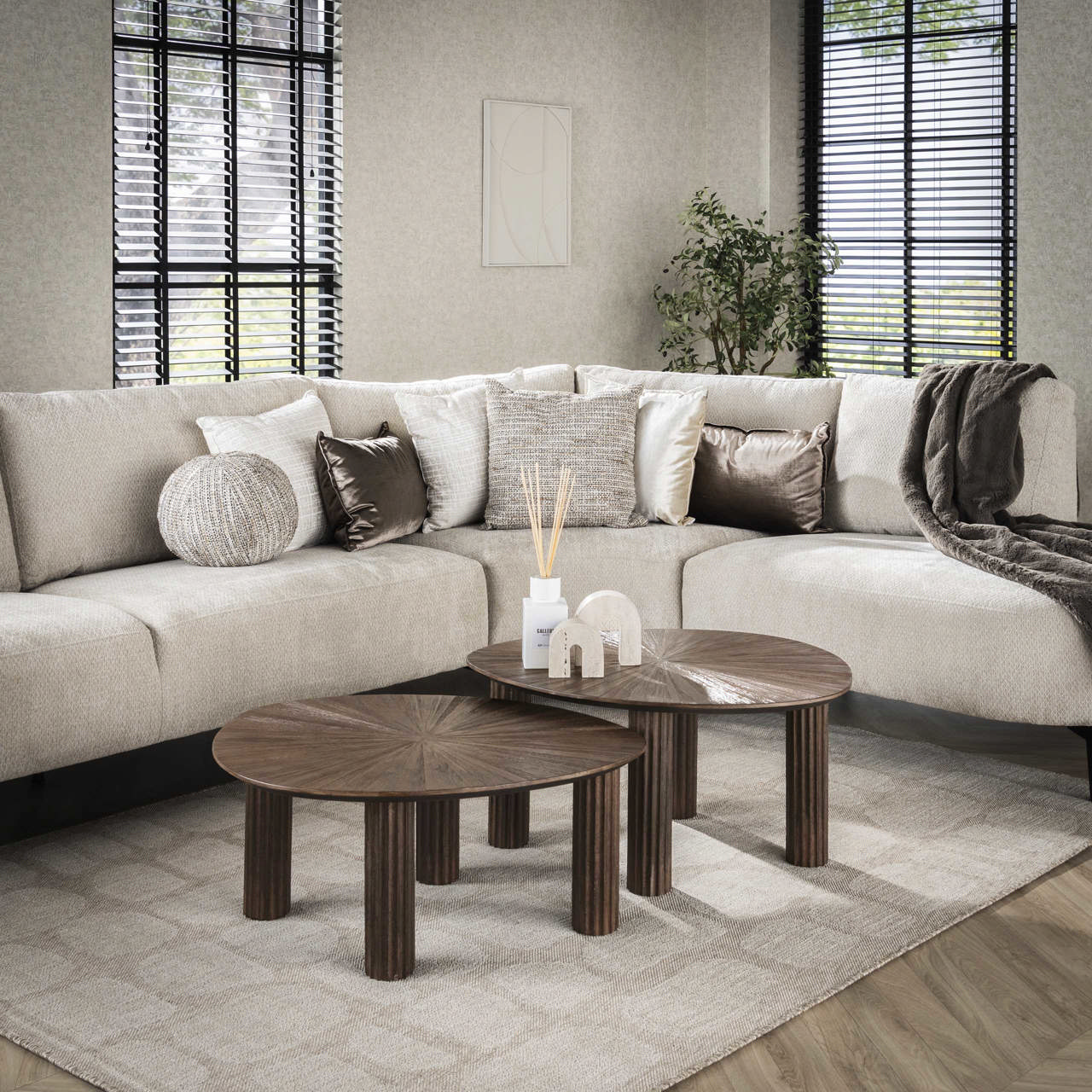 Salontafel set/2 driehoekig Maya teak