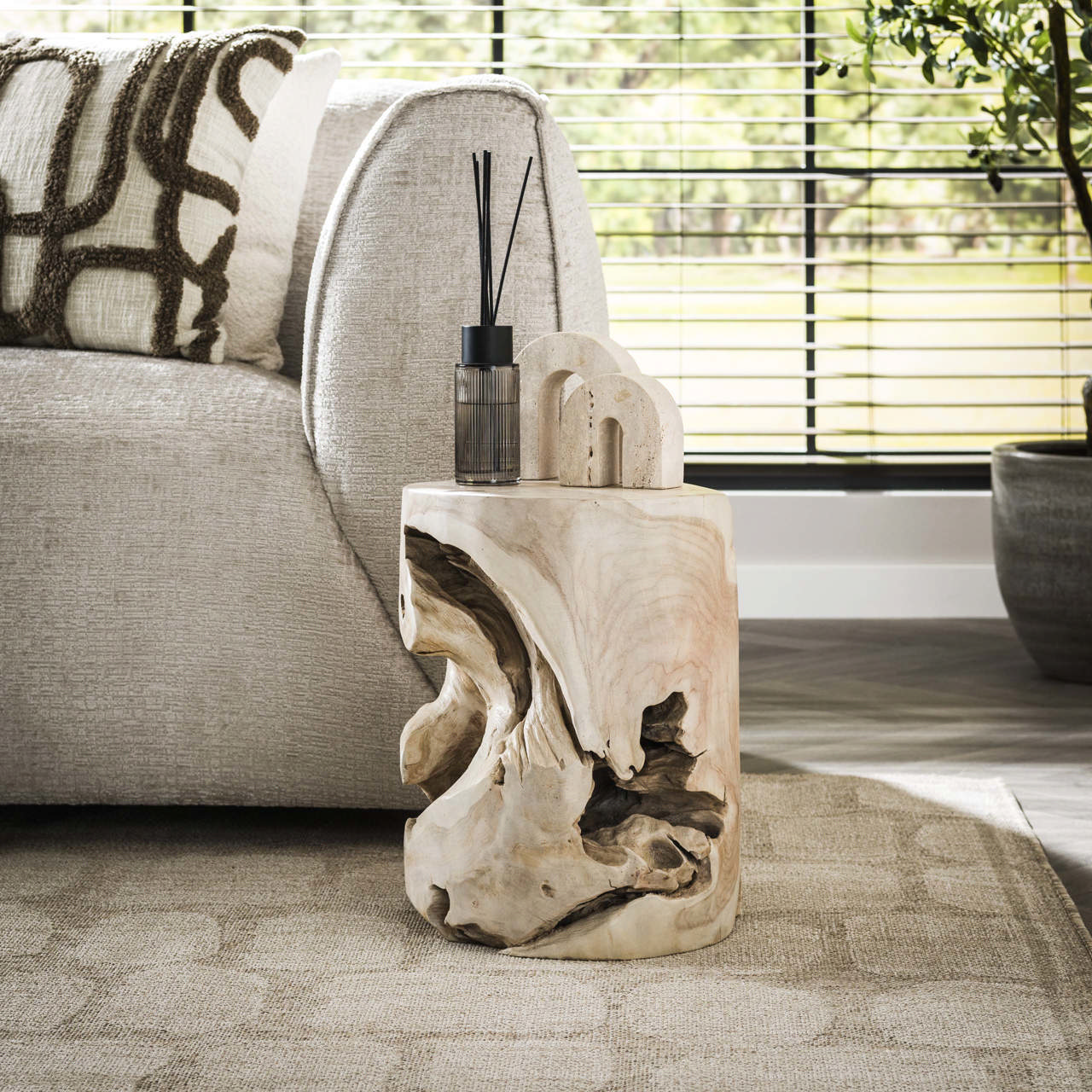 Bijzettafel natural line white
