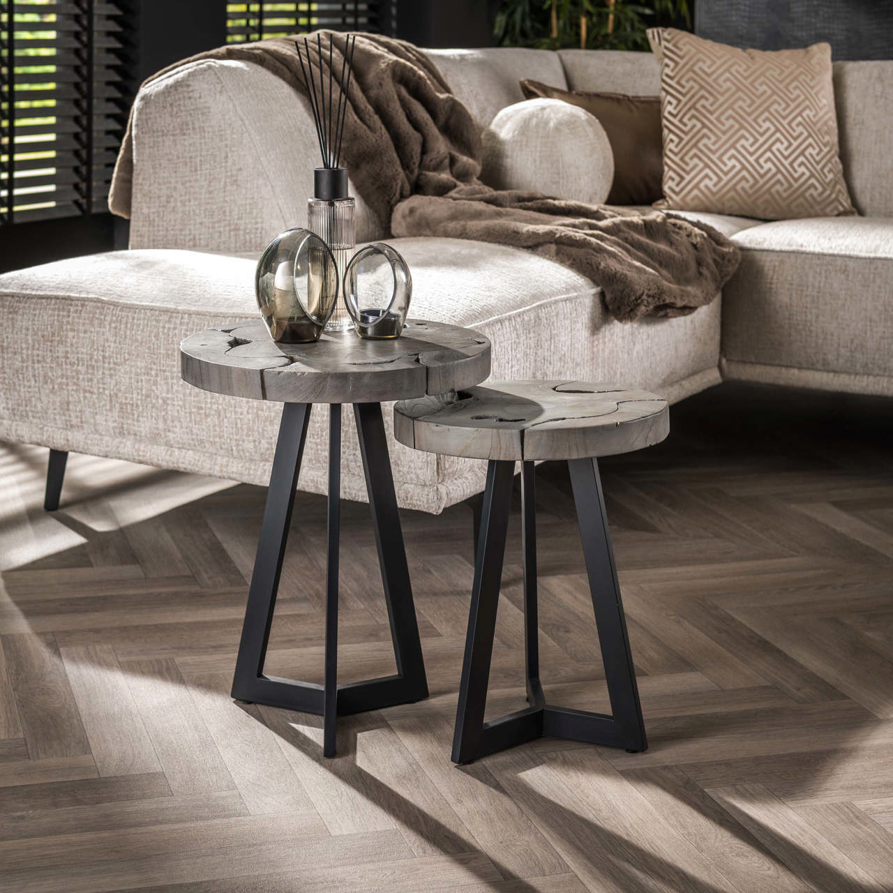 Bijzettafel set/2 grey mix