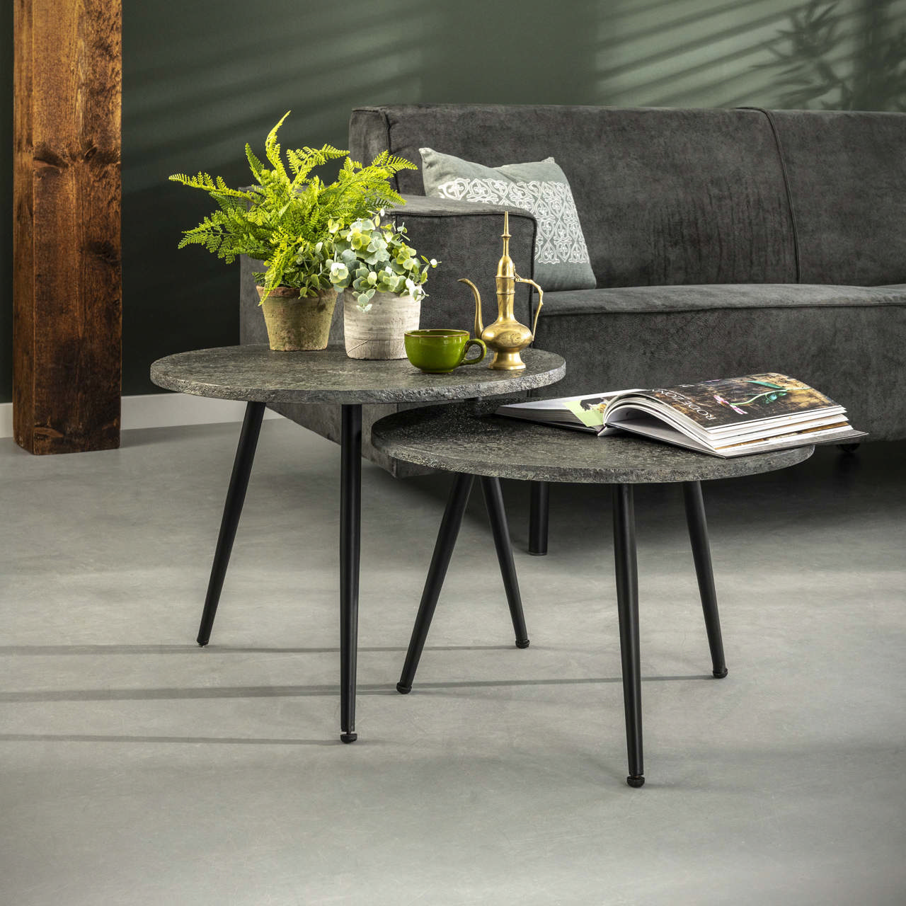 Salontafel Ø55 set/2 metallic ronde buis