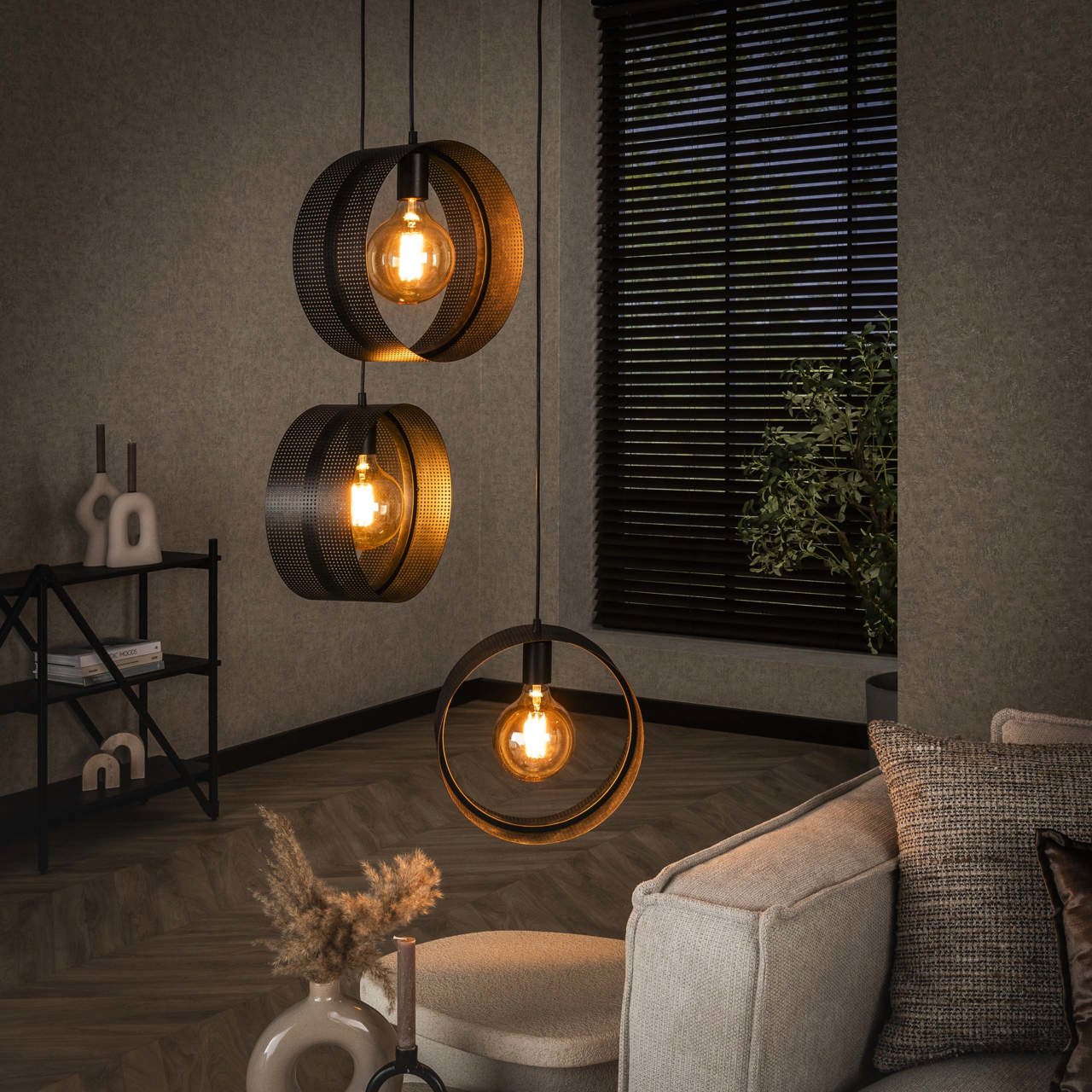 Hanglamp 3L ring geperforeerd