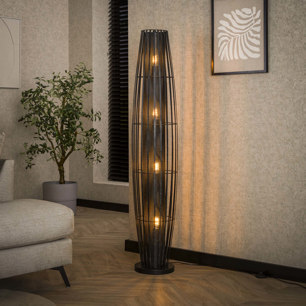 Vloerlamp 150 4L cylinder mesh