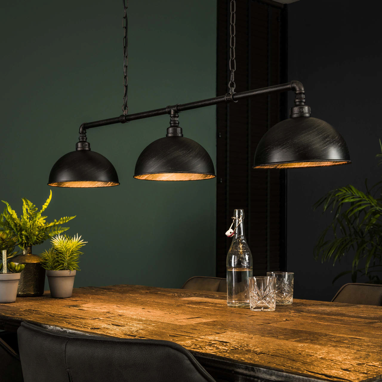 Hanglamp 3L halfronde kap-industrial tube