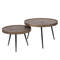 Coffee table set/2 upright edge round metallic