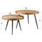 Coffee table set/2 upright edge round metallic