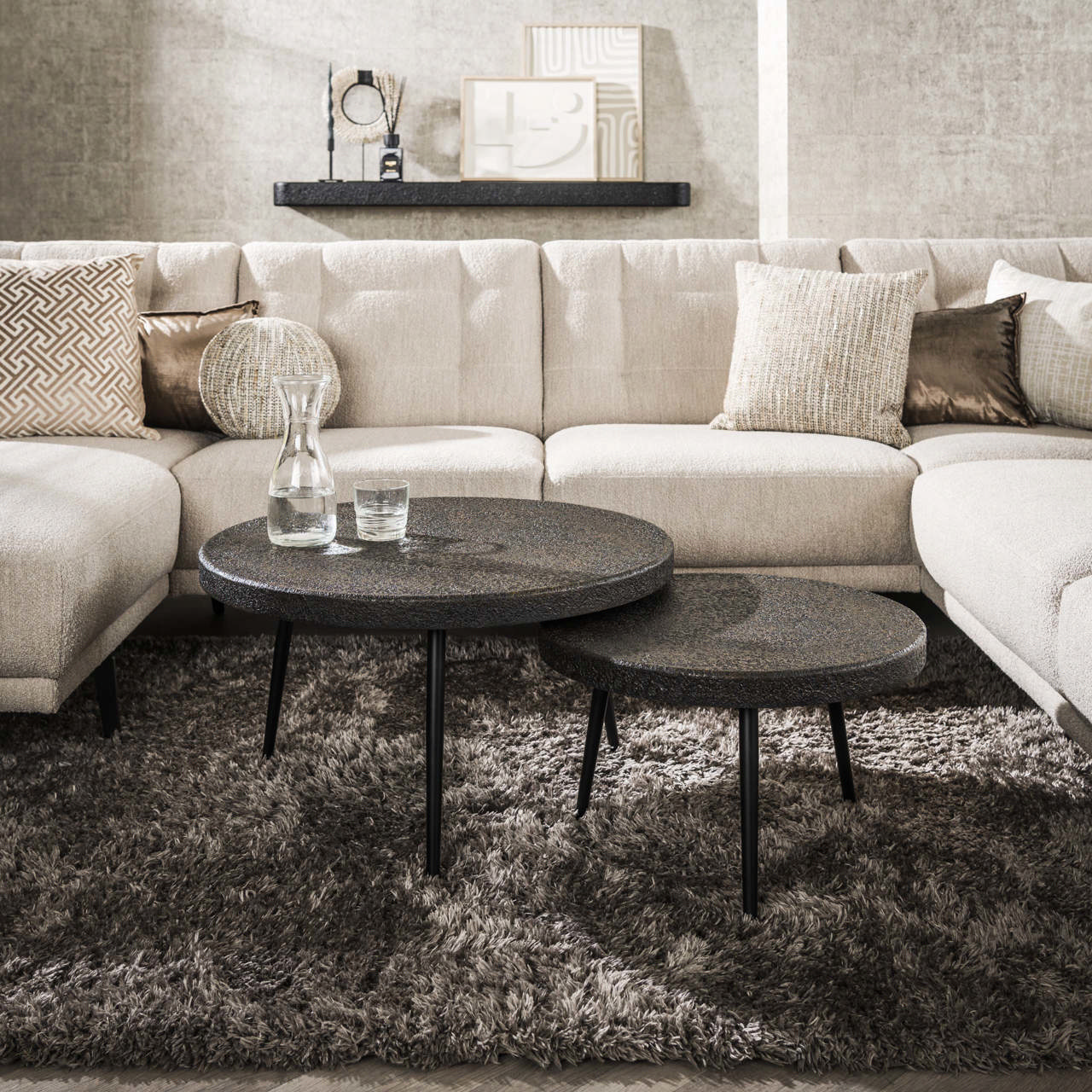 Coffee table set/2 bulky ferro