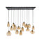 Hanglamp 5+5+5 rib glass