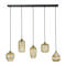 Hanglamp 5L stripe glass mix