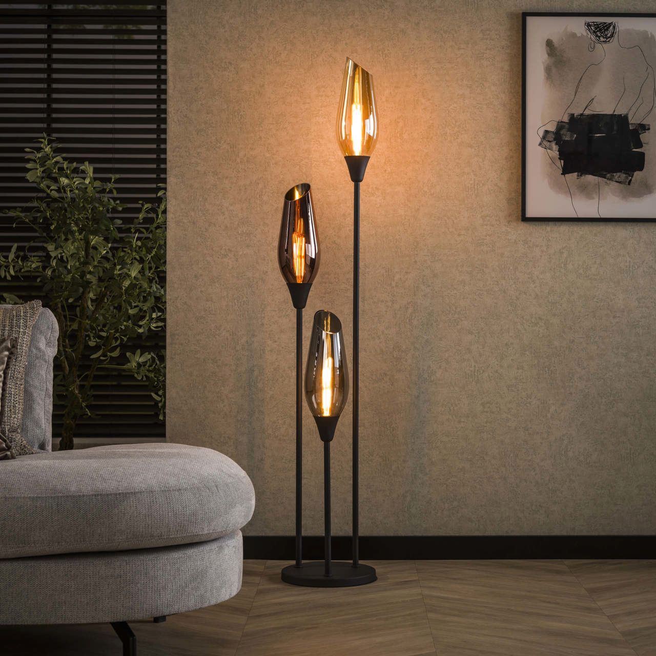 Vloerlamp 3L Cocoon mix glass